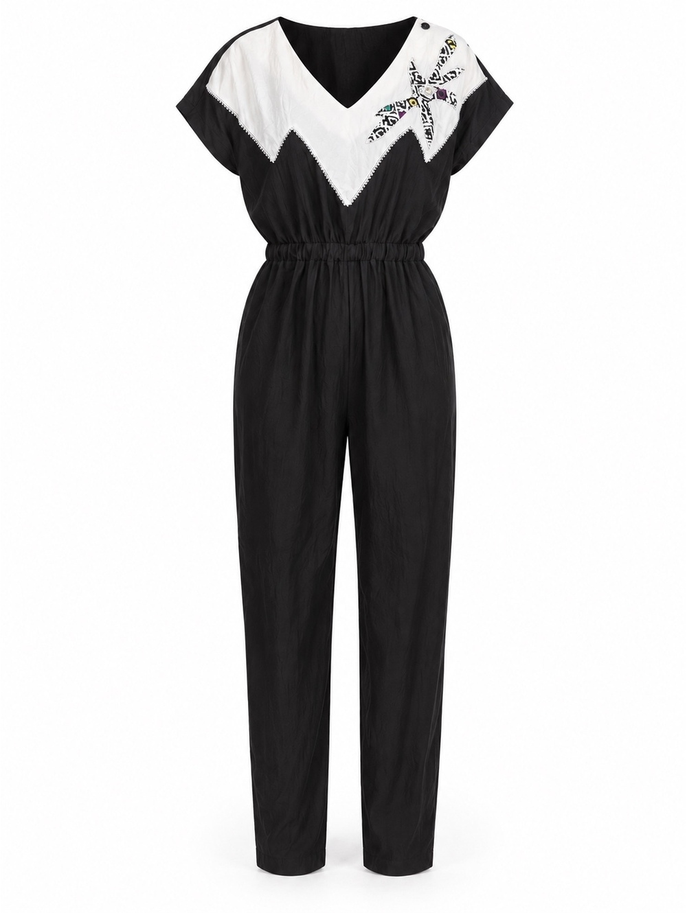 Vintage Black & White Embellished Jumpsuit